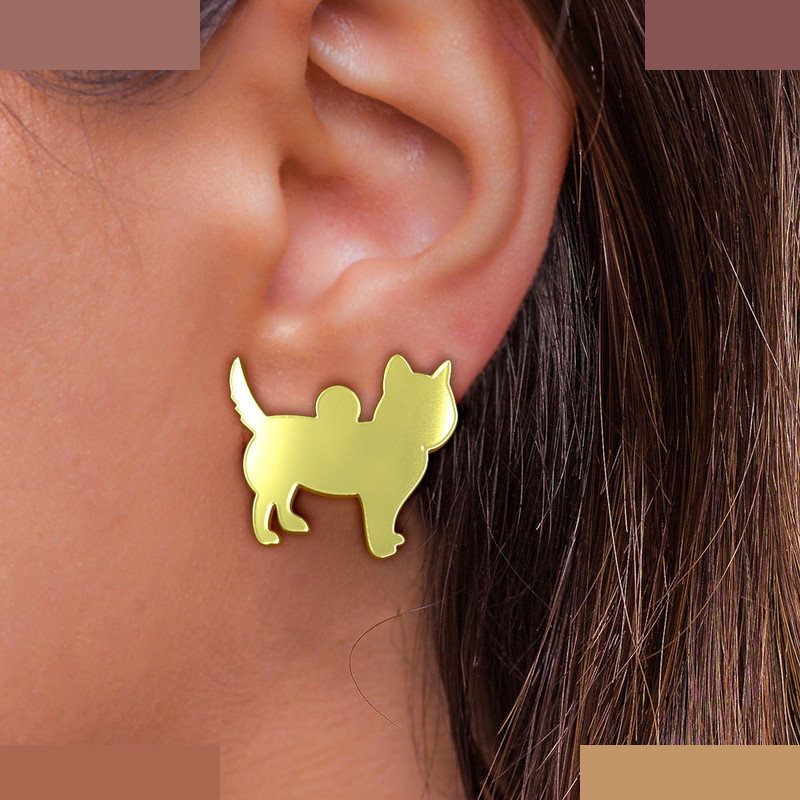 گوشواره طلا 18 عیار زنانه مدوپد مدل سگ کد GA1-16382