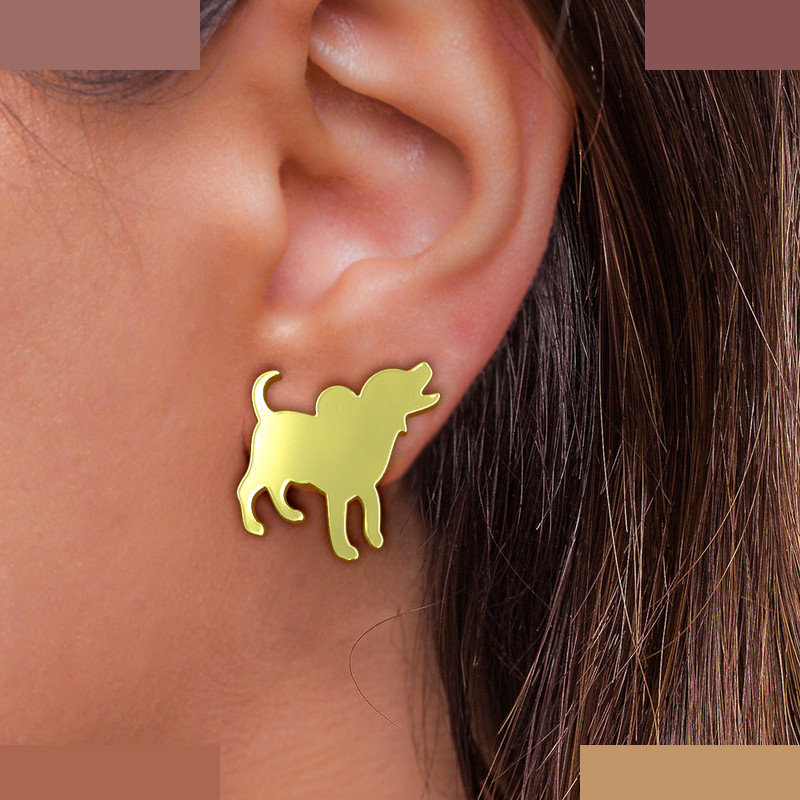 گوشواره طلا 18 عیار زنانه مدوپد مدل سگ کد GA1-16384