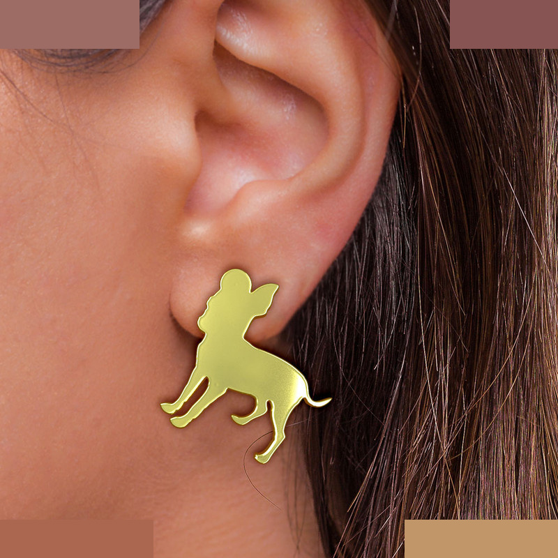 گوشواره طلا 18 عیار زنانه مدوپد مدل سگ کد GA1-16460