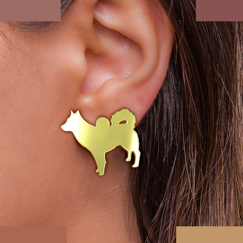 گوشواره طلا 18 عیار زنانه مدوپد مدل سگ کد GA1-16482