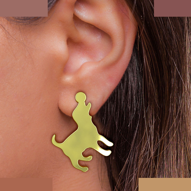 گوشواره طلا 18 عیار زنانه مدوپد مدل سگ کد GA1-16554