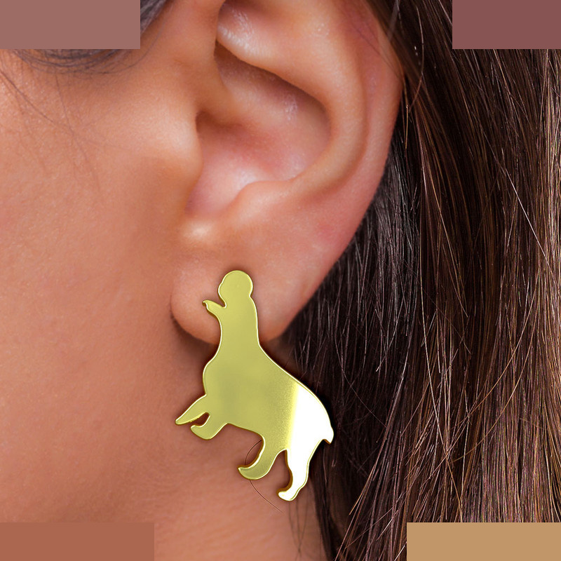 گوشواره طلا 18 عیار زنانه مدوپد مدل سگ کد GA1-16561