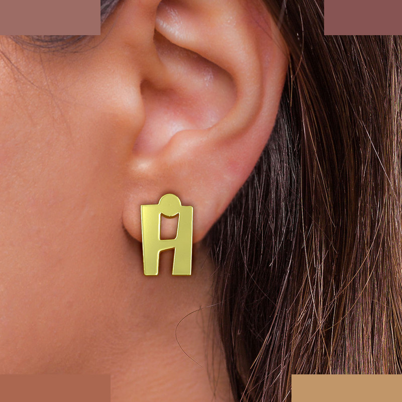 گوشواره طلا 18 عیار زنانه مدوپد مدل حرف H کد GA1-16675