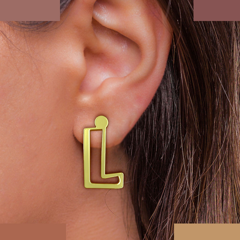 گوشواره طلا 18 عیار زنانه مدوپد مدل حرف L کد GA1-16692