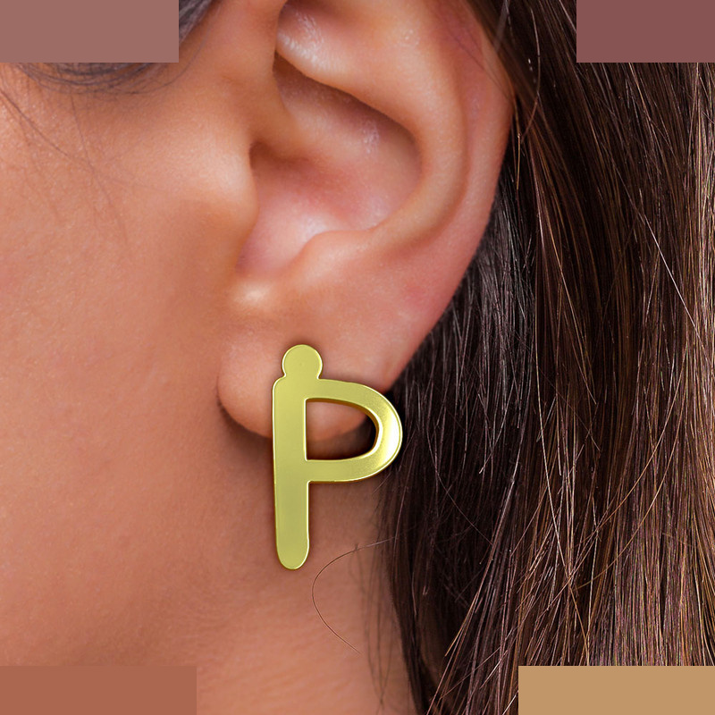 گوشواره طلا 18 عیار زنانه مدوپد مدل حرف P کد GA1-16796