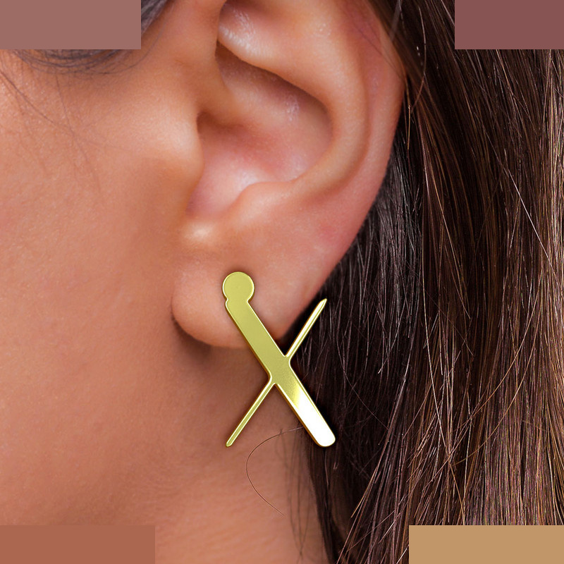 گوشواره طلا 18 عیار زنانه مدوپد مدل حرف X کد GA1-16804