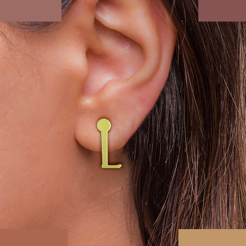 گوشواره طلا 18 عیار زنانه مدوپد مدل حرف L کد GA1-16950