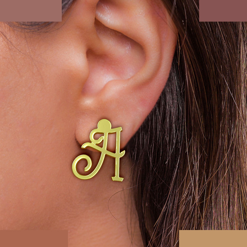 گوشواره طلا 18 عیار زنانه مدوپد مدل حرف A کد GA1-17017