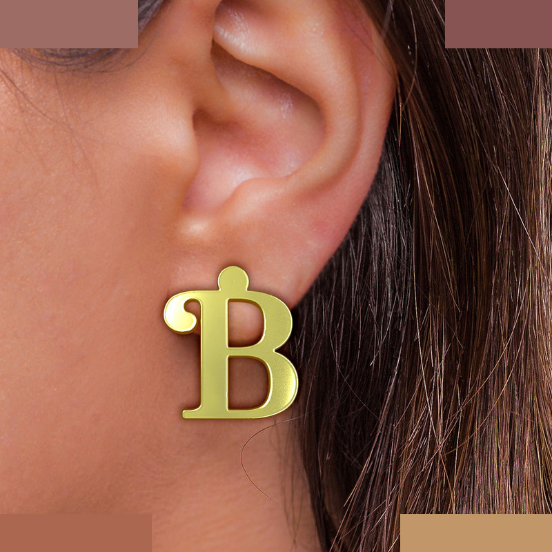 گوشواره طلا 18 عیار زنانه مدوپد مدل حرف B کد GA1-17200