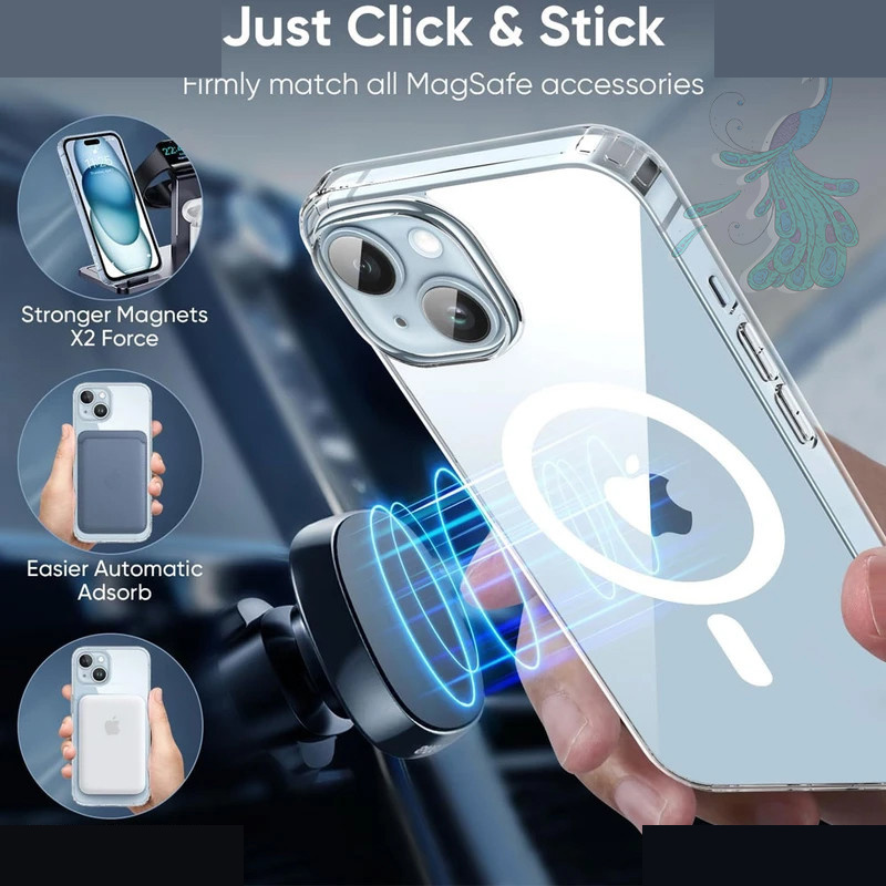 کاورگوشی موبایل اپل iPhone 15 پیکوک مدل Clear Magsafe
