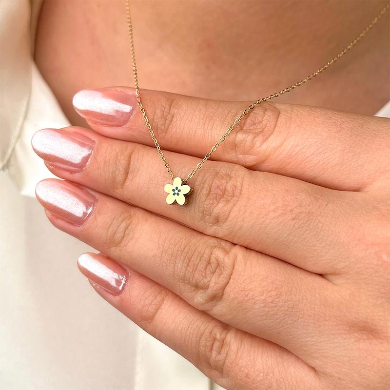 گردنبند طلا 18 عیار زنانه دیانا مدل گل دو رنگ