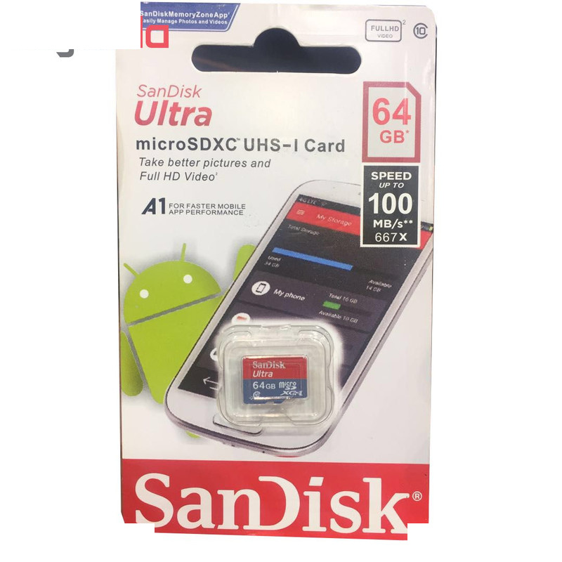 کارت حافظه microSDXC سن دیسک مدل Ultra A1 کلاس 10 استاندارد UHS-I سرعت 100MBps ظرفیت 64 گیگابایت کارت حافظه microSDXC سن دیسک مدل Ultra A1 کلاس 10 استاندارد UHS-I سرعت 100MBps ظرفیت 64 گیگابایت