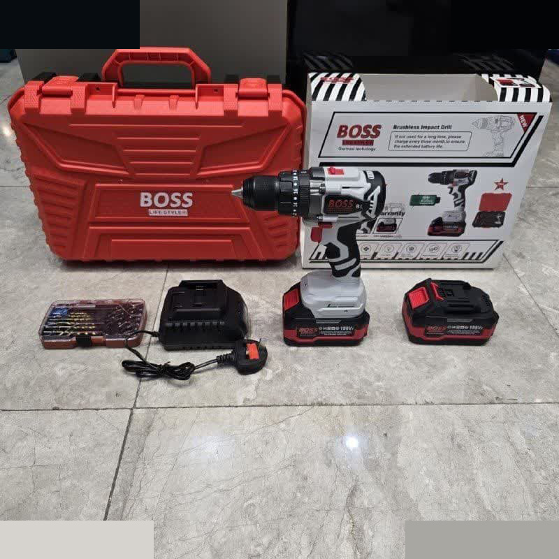 دریل چکشی شارژی باس مدل brushless مجموعه 5 عددی دریل چکشی شارژی باس مدل brushless مجموعه 5 عددی