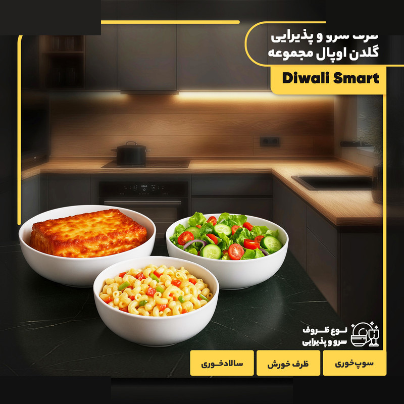 ظرف سرو و پذیرایی گلدن اوپال مدل Diwali Smart مجموعه 3 عددی