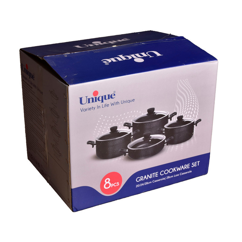 سرویس قابلمه و تابه گرانیتی 8 پارچه یونیک مدل رویال کد 8198