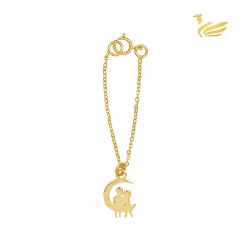 آویز ساعت طلا 18 عیار زنانه گالری قو طلایی مدل ماه و دو نفر