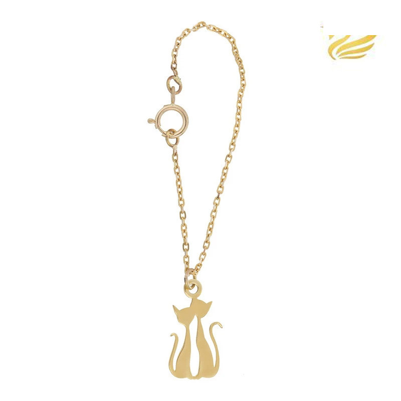 آویز ساعت طلا 18 عیار زنانه گالری قو طلایی مدل دو گربه ملوس