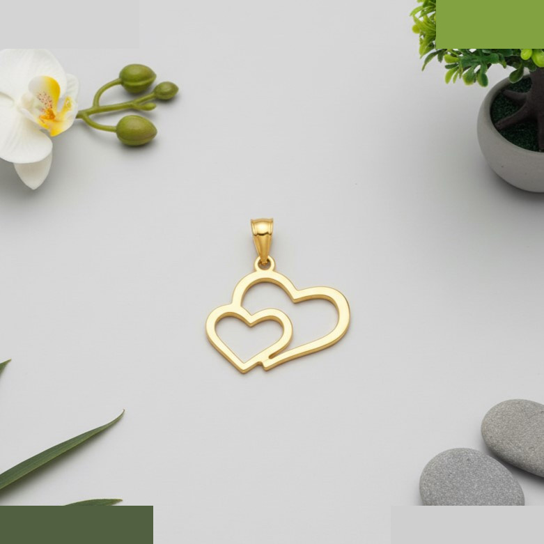 آویز گردنبند طلا 18 عیار زنانه گالری قو طلایی طرح دو قلب آویز گردنبند طلا 18 عیار زنانه گالری قو طلایی طرح دو قلب