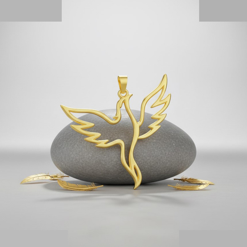 آویز گردنبند طلا 18 عیار زنانه گالری قو طلایی طرح ققنوس