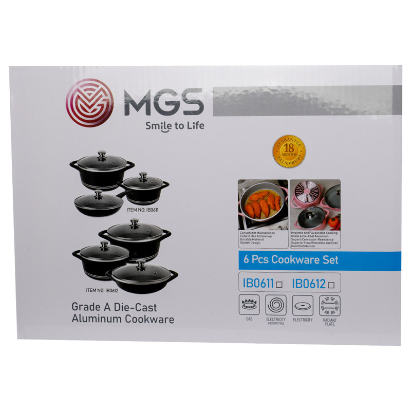 سرویس قابلمه و تابه گرانیت 6 پارچه ام جی اس مدل ایتالیا B