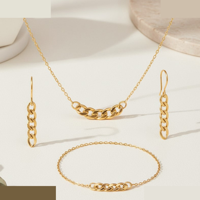 نیم ست طلا 18 عیار زنانه گالری قو طلایی مدل کارتیه فلامینگو سبک