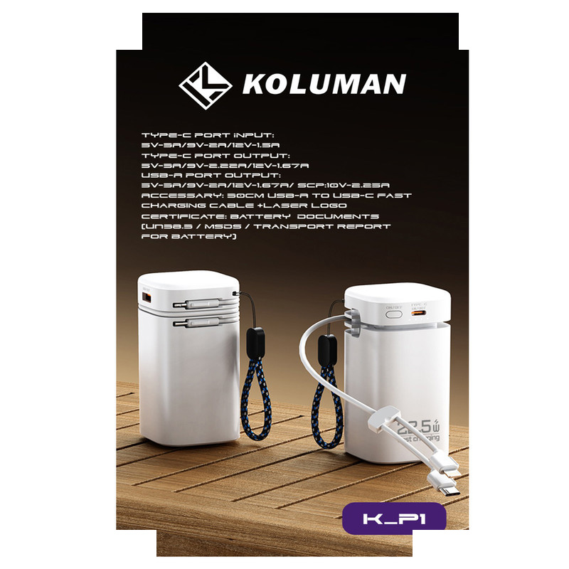 پاوربانک کلومن مدل K-P1 FAST CHARGING ظرفیت 20000 میلی آمپر ساعت پاوربانک کلومن مدل K-P1 FAST CHARGING ظرفیت 20000 میلی آمپر ساعت
