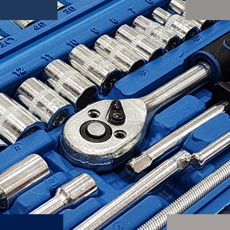 جعبه آچار بکس اوکی کد X46BLUE مجموعه 46 عددی جعبه آچار بکس اوکی کد X46BLUE مجموعه 46 عددی