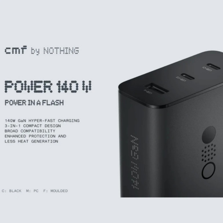 شارژر 140 وات CMF مدل Lifecycle Carbon به همراه کابل شارژر 140 وات CMF مدل Lifecycle Carbon به همراه کابل