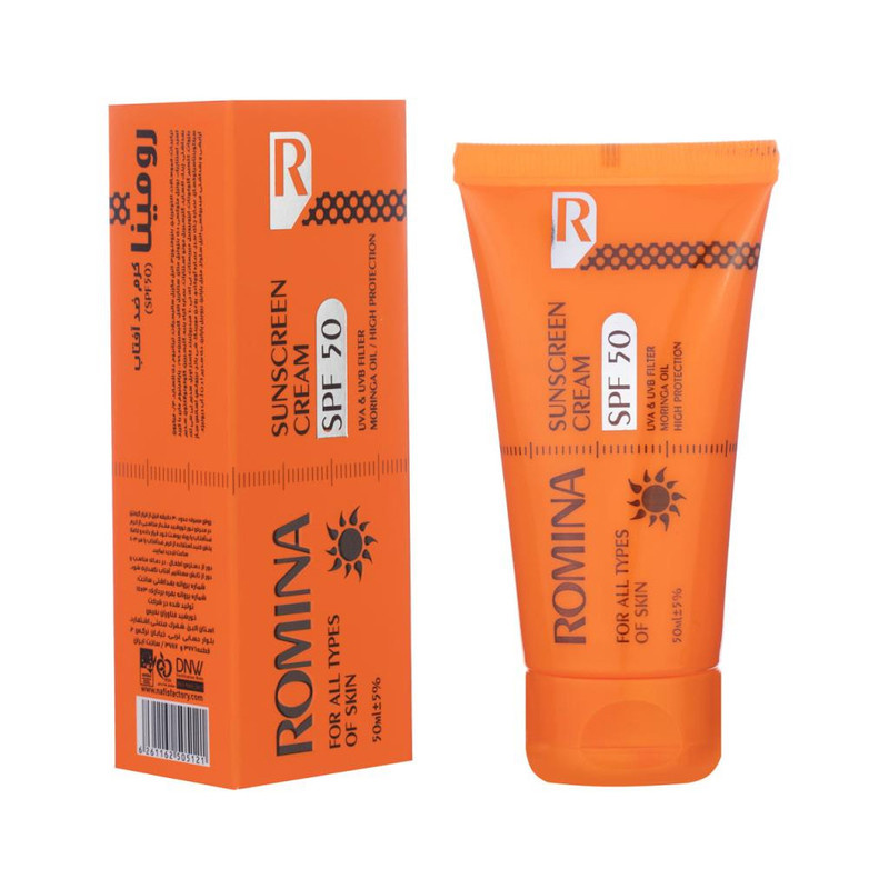 کرم ضد آفتاب بی رنگ رومینا SPF50 مدل 212 حجم 50 میلی لیتر کرم ضد آفتاب بی رنگ رومینا SPF50 مدل 212 حجم 50 میلی لیتر