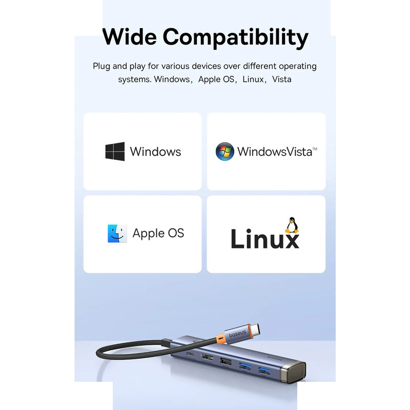 هاب 6 پورت USB-C بیسوس مدل BS-OH166