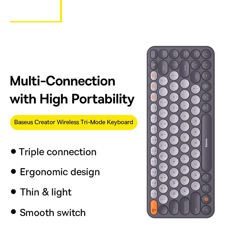 کیبورد بی سیم بیسوس مدل K01A B00955503833 Wireless Tri-Mode، سوییچ ممبران، Tenkeyless