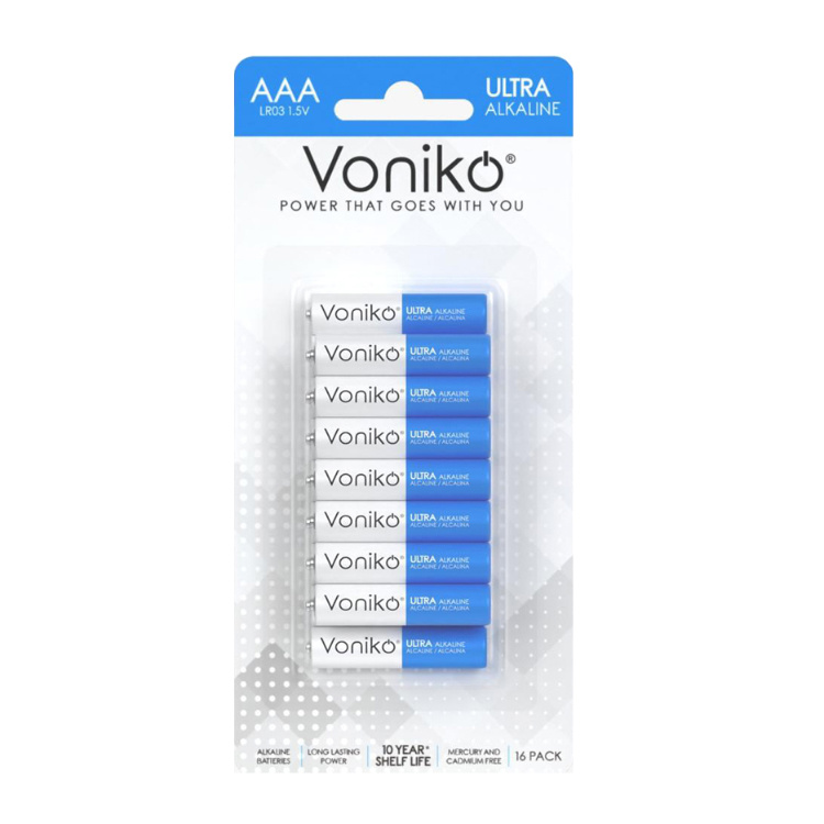 باتری نیم قلمی ونیکو مدل LR03 بسته 16 عددی