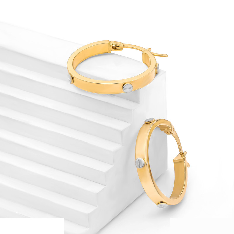 گوشواره کلیپسی طلا 18 عیار زنانه با طرح کارتیه لاو ماوی گالری مدل برجسته ترکیبی 2