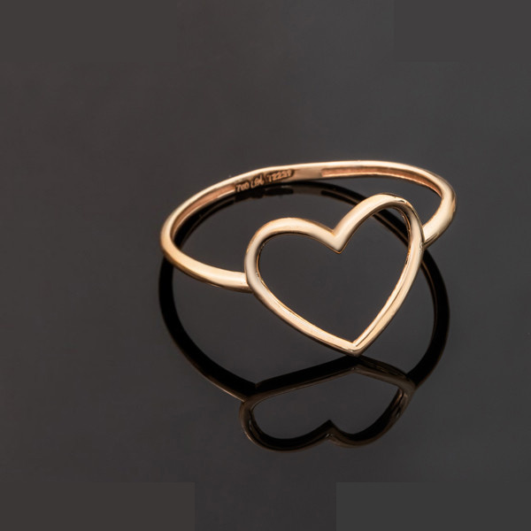 انگشتر طلا 18 عیار زنانه ماوی گالری مدل قلب توخالی