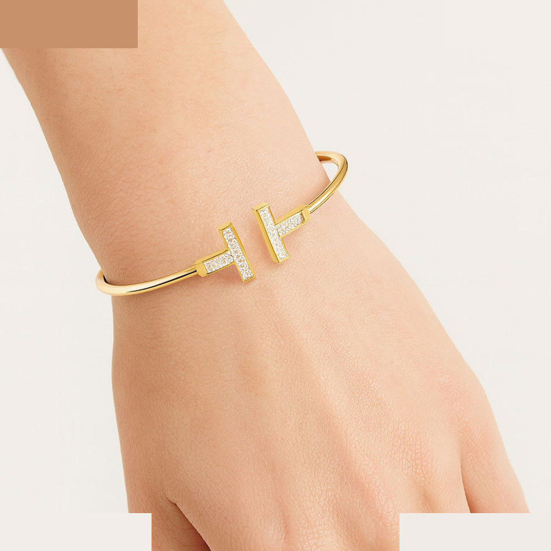 بنگل طلا 18 عیار زنانه ماوی گالری مدل تیفانی نگینی تاینی