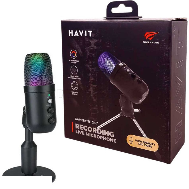 میکروفن رومیزی گیمینگ هویت مدل HAVIT GK51 مشکی میکروفن رومیزی گیمینگ هویت مدل HAVIT GK51 مشکی