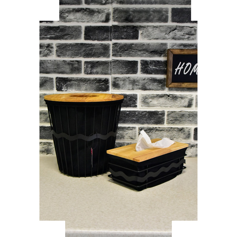 ست سطل و جای دستمال یونیک مدل فلزی کد 2929