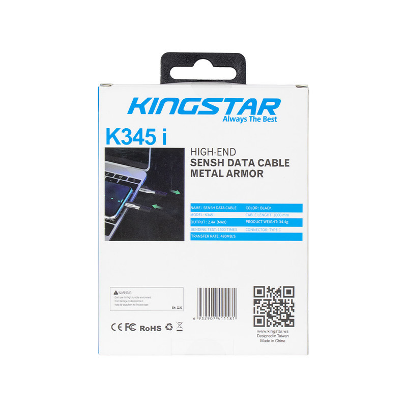 کابل تبدیل USB به لایتنینگ کینگ استار مدل K345i طول 1 متر کابل تبدیل USB به لایتنینگ کینگ استار مدل K345i طول 1 متر