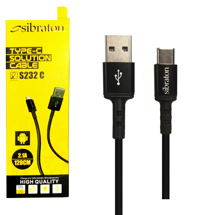 کابل تبدیل USB به USB-C سیبراتون مدل S232 C طول 1.2 متر کابل تبدیل USB به USB-C سیبراتون مدل S232 C طول 1.2 متر
