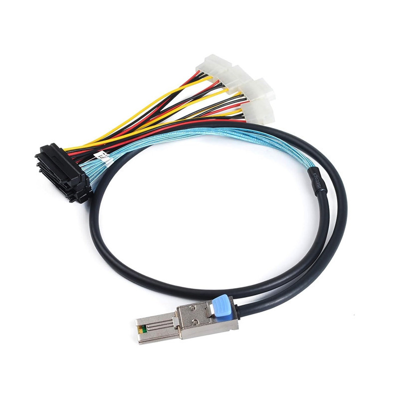 کابل تبدیل Mini SAS SFF-8088 به 4 پورت SFF-8482 29-Pin با برق 4 پین اسمارطور مدل SM195 کابل تبدیل Mini SAS SFF-8088 به 4 پورت SFF-8482 29-Pin با برق 4 پین اسمارطور مدل SM195