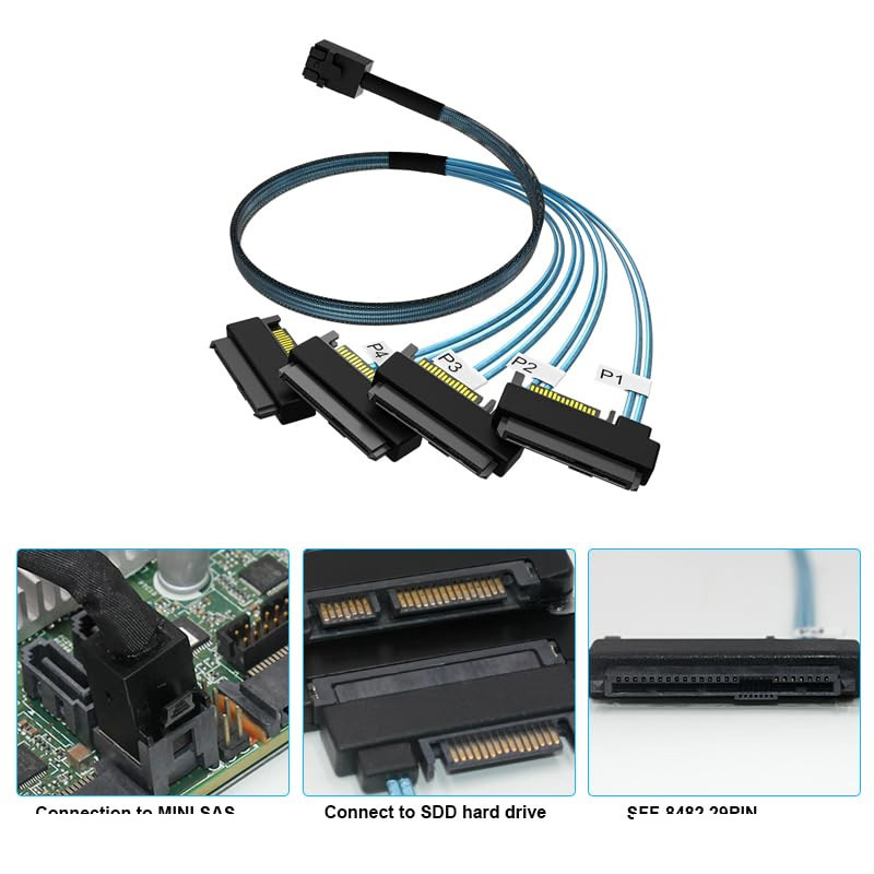 کابل تبدیل Mini SAS HD SFF-8643 به چهار 29pin SFF-8482 با تغذیه ساتا اسمارطور مدل SM155 کابل تبدیل Mini SAS HD SFF-8643 به چهار 29pin SFF-8482 با تغذیه ساتا اسمارطور مدل SM155
