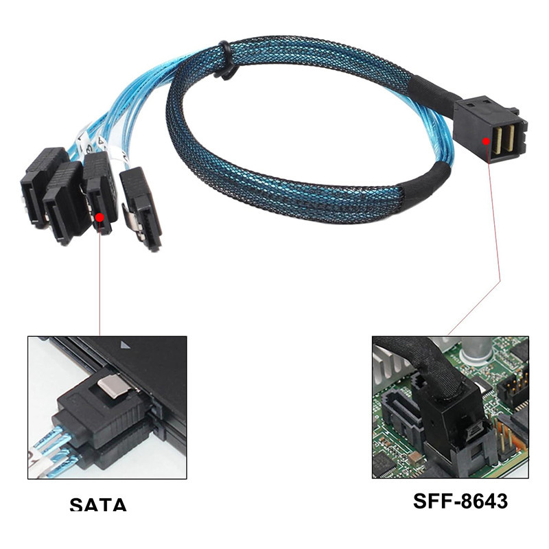 کابل تبدیل 1 به 4 Mini SAS SFF-8643 به SATA اسمارطور مدل SM105 کابل تبدیل 1 به 4 Mini SAS SFF-8643 به SATA اسمارطور مدل SM105
