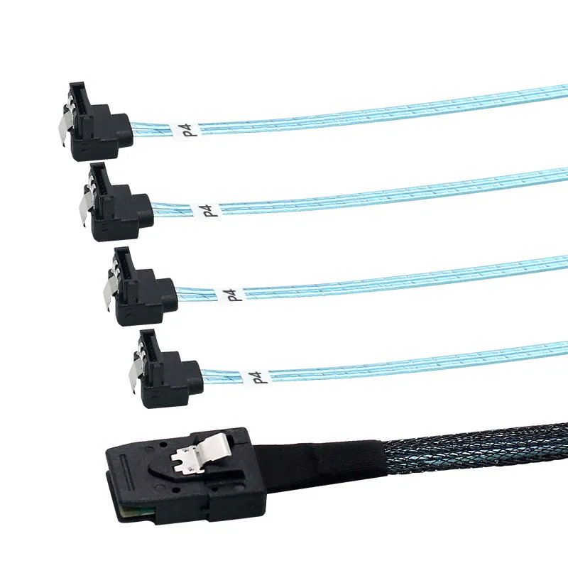 کابل تبدیل 1 به 4 Mini SAS SFF-8087 به SATA اسمارطور مدل 90 درجه SM45 کابل تبدیل 1 به 4 Mini SAS SFF-8087 به SATA اسمارطور مدل 90 درجه SM45