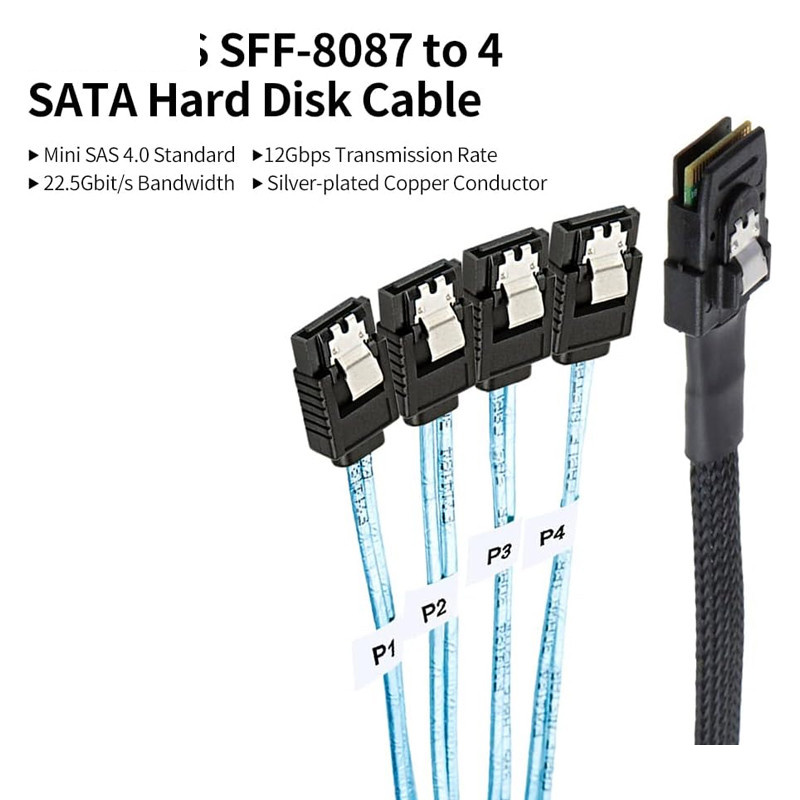 کابل تبدیل 1 به 4 Mini SAS SFF-8087 به SATA اسمارطور مدل SM15 کابل تبدیل 1 به 4 Mini SAS SFF-8087 به SATA اسمارطور مدل SM15