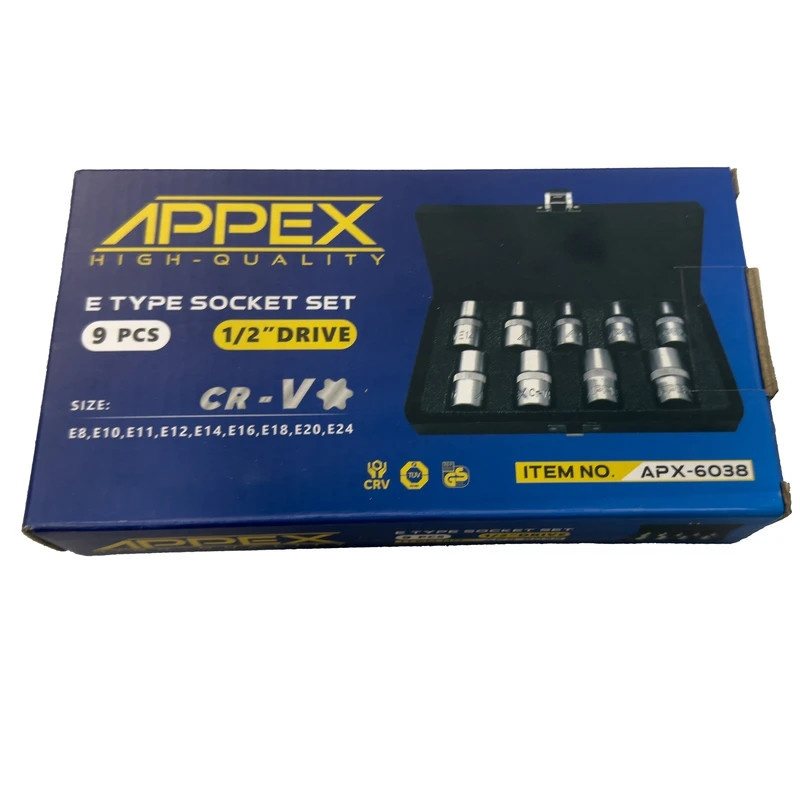 آچار بکس اپکس مدل AJ-APX-6038 مجموعه 9 عددی آچار بکس اپکس مدل AJ-APX-6038 مجموعه 9 عددی