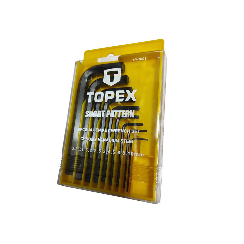 آچار آلن تاپکس مدل SMT-TOPEX-TP1001-SHORT PATTERN مجموعه 9 عددی آچار آلن تاپکس مدل SMT-TOPEX-TP1001-SHORT PATTERN مجموعه 9 عددی
