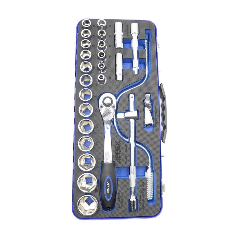 آچار بکس اپکس مدل SMT-1/2 INCH -socket tools set-27pcs-apx1527-TAIWAN مجموعه 27 عددی آچار بکس اپکس مدل SMT-1/2 INCH -socket tools set-27pcs-apx1527-TAIWAN مجموعه 27 عددی