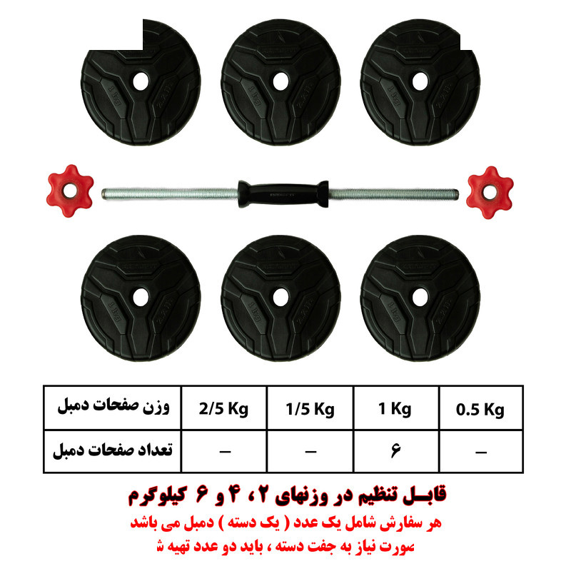 دمبل گرد قابل تنظیم وزن 6 کیلوگرم رادیس فیت مدل DVP 6-1000 one handle دمبل گرد قابل تنظیم وزن 6 کیلوگرم رادیس فیت مدل DVP 6-1000 one handle