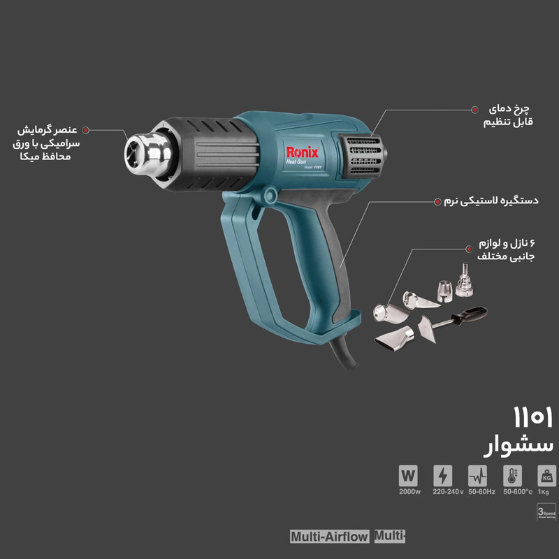 سشوار صنعتی رونیکس مدل 1101 سشوار صنعتی رونیکس مدل 1101