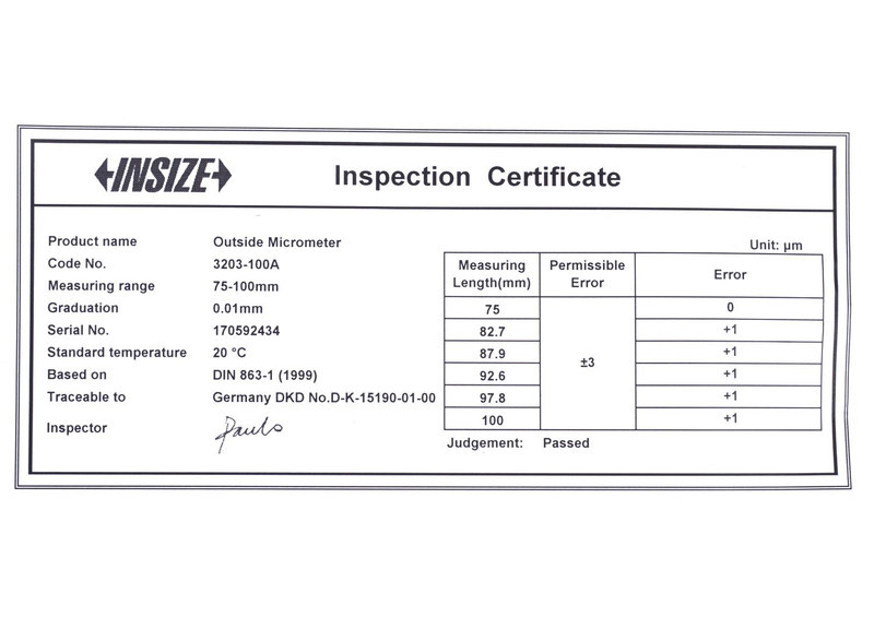 میکرومتر بیرون سنج اینسایز مدل 100A-3203 میکرومتر بیرون سنج اینسایز مدل 100A-3203